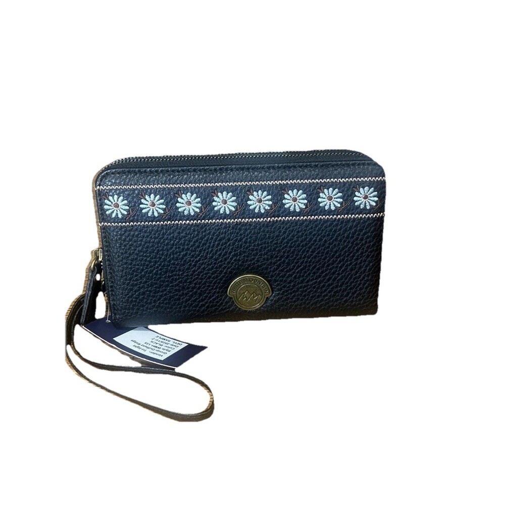 WHITE MOUNTAIN Vegan Dual Zip Around Clutch Wallet U PICK Ivory/Tan or Black/Tan